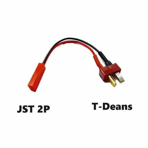 Переходник T-Deans на JST 2P 2pin SM-2p (мама / папа) 121 разъем T-plug красный Т Динс на JST-2P аккумулятор р/у батарея