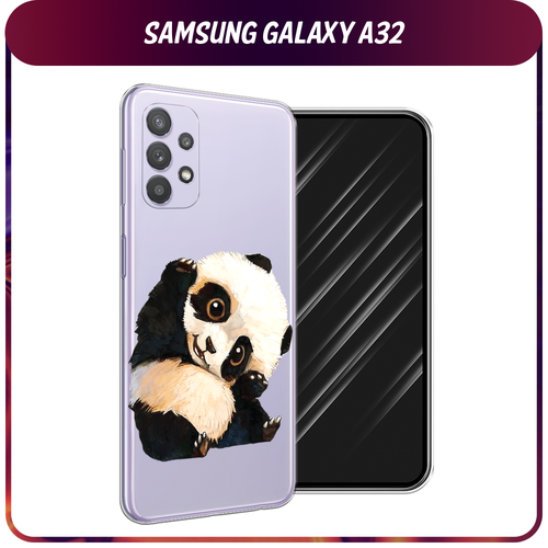 Силиконовый чехол на Samsung Galaxy A32 / Самсунг Галакси А32 Большеглазая панда, прозрачный силиконовый чехол на samsung galaxy a32 самсунг галакси а32 красная панда в полный рост прозрачный