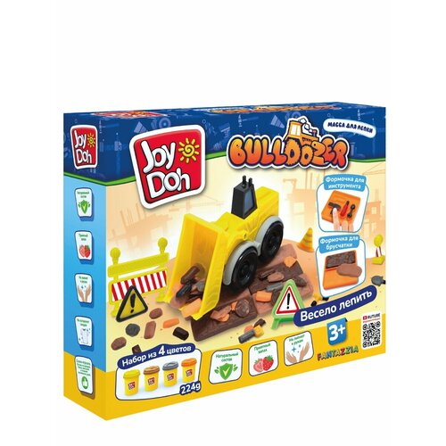 Масса для лепки бульдозер 9 аксессуаров, 4 баночки JOY-DOH BULD-224 pot