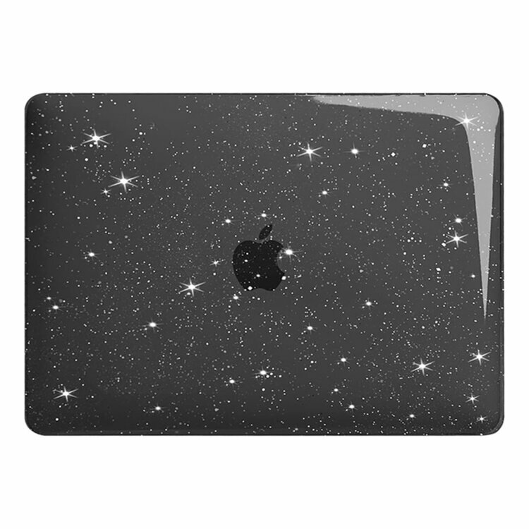 Чехол для Macbook Air 13 2020-2018 A1932, A2179, A2337 M1, Hard Shell Case Черная с блестками
