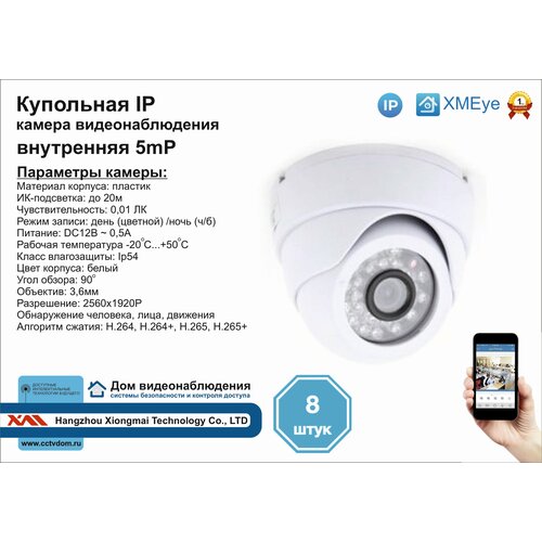 8шт DVW300IP5MP Внутренняя IP камера 5мП с ИК до 20м 2521000₽