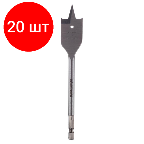 Комплект 20 штук, Сверло по дереву перовое ПРАКТИКА 25 х 152 мм блистер 032-805