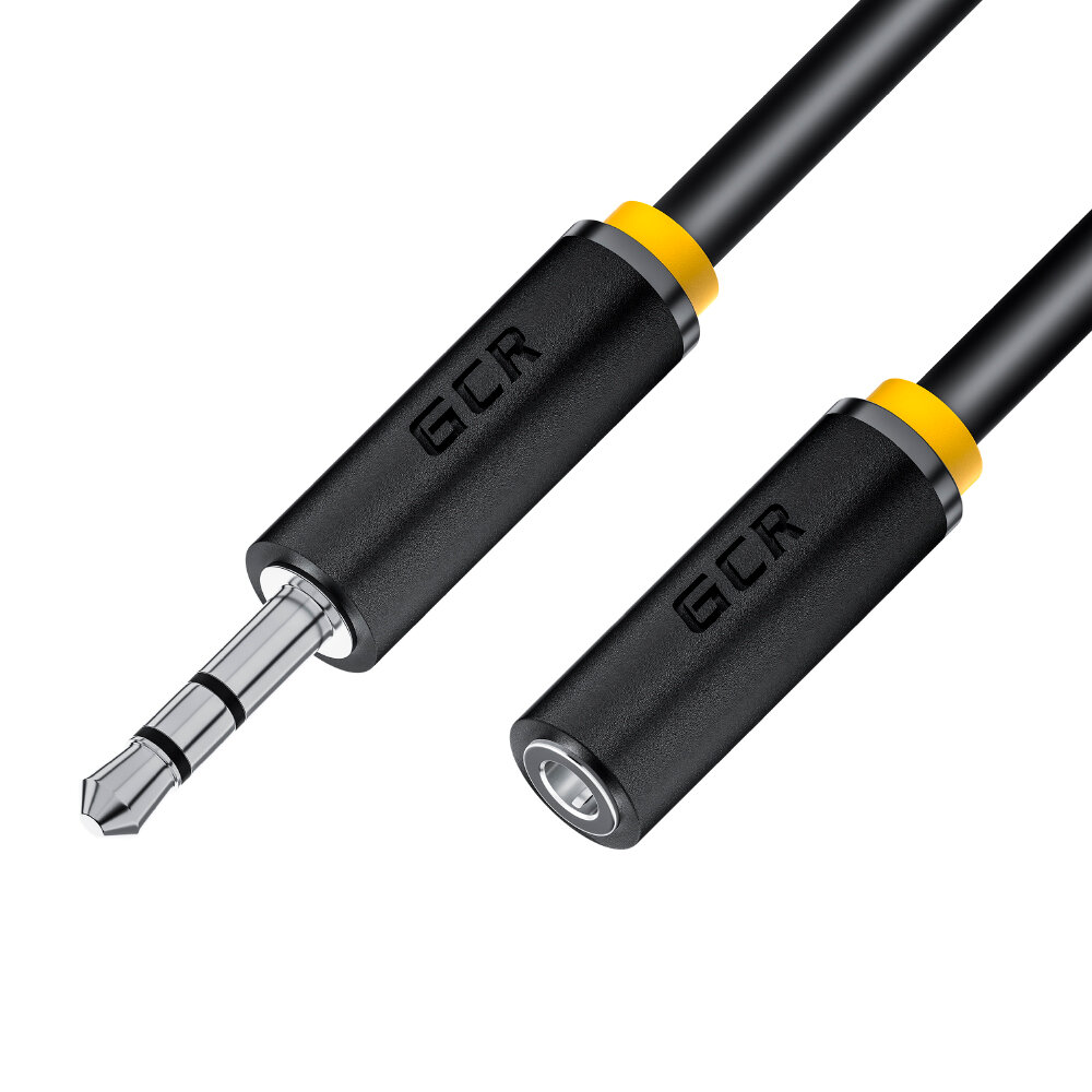 Greenconnect 0.25m jack 3.5mm/jack 3.5mm черный Greenconnect Удлинитель аудио 0.25m jack 3,5mm/jack 3,5mm черный, желтая окантовка, ультрагибкий, 28AWG, M/F, Premium GCR-STM1114-0.25m, экран, стерео GCR-STM1114-0.25m