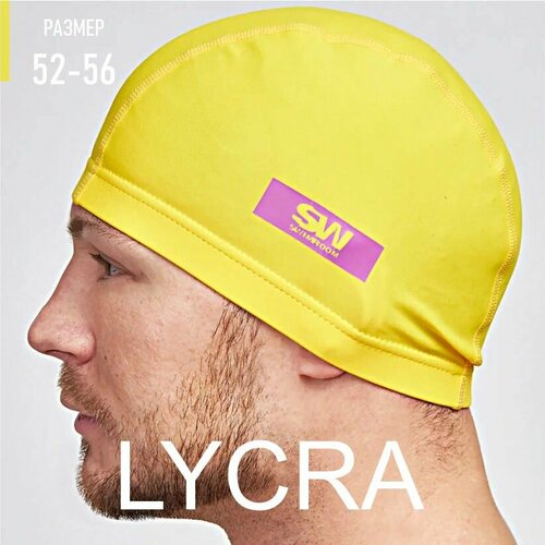фото Тканевая шапочка для плавания / бассейна swimroom “lycra”, размер 52-56, цвет желтый