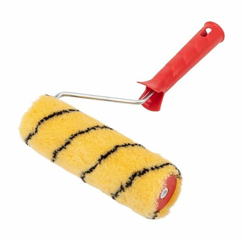 Валик полиакрил желтый с черной полосой ворс 11 мм ширина ролика 180 мм бюгель 6 мм 42 мм REXANT цена за 1 шт 1270₽