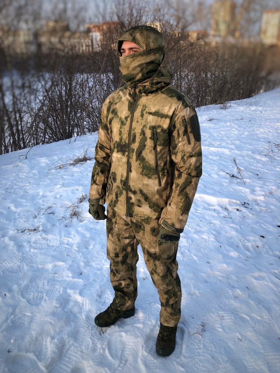 Костюм Тактический Мужской демисезонный на флисе SoftShell Мох ESDY 50/52