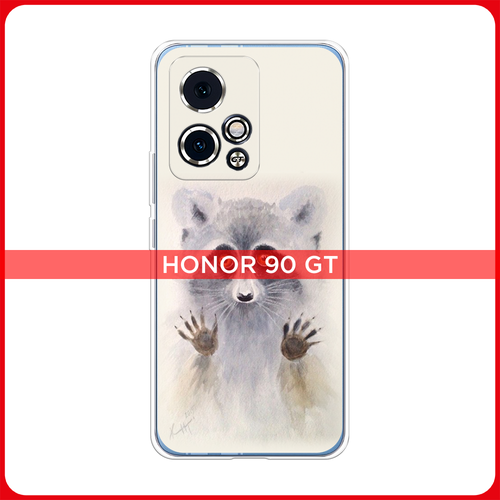 Силиконовый чехол на Honor 90 GT / Хонор 90 GT Енот за стеклом силиконовый чехол енот за стеклом на realme gt реалми gt