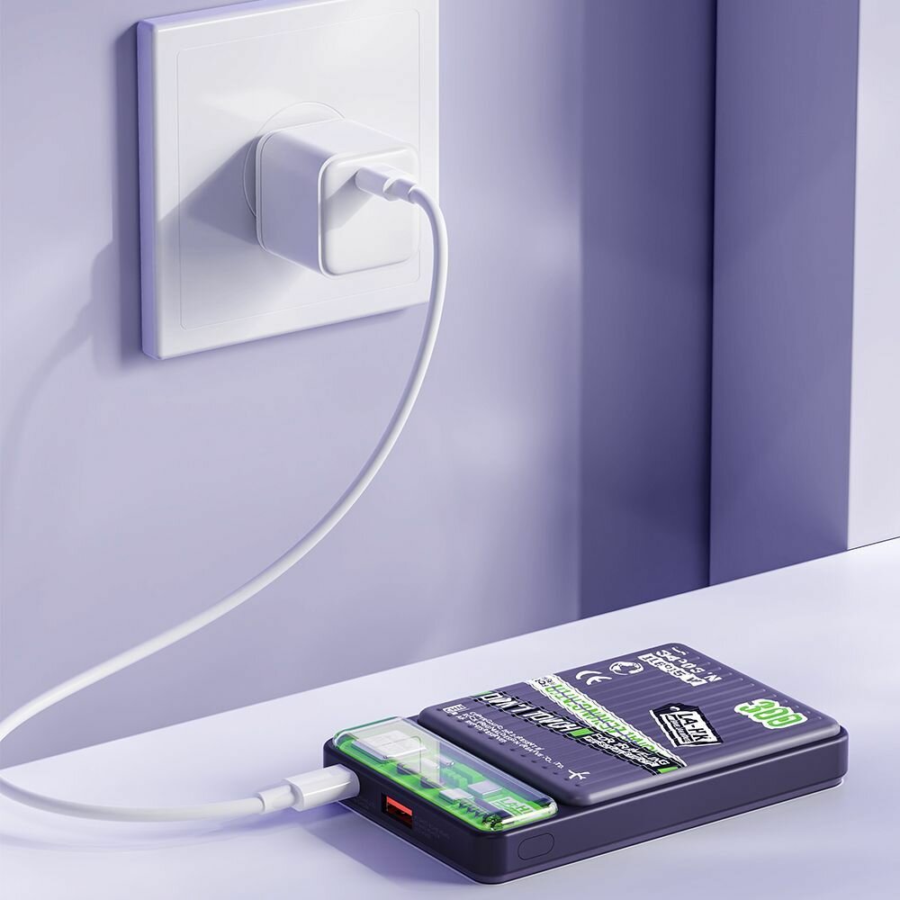 Внешний аккумулятор ROCK Travel Series P90 20W Travel Series Magnetic Wireless Powerbank 10000mAh фиолетовый — фото 1