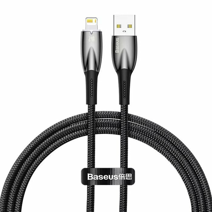 Кабель для быстрой зарядки Baseus Glimmer Series USB на IP 2,4A 1м Черный