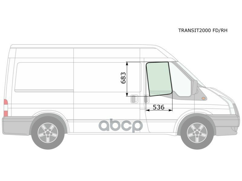 Стекло Боковое Опускное (Спереди/ Справа/ Цвет Зеленый) Ford Transit 00-14 XYG арт. TRANSIT2000 FD/RH