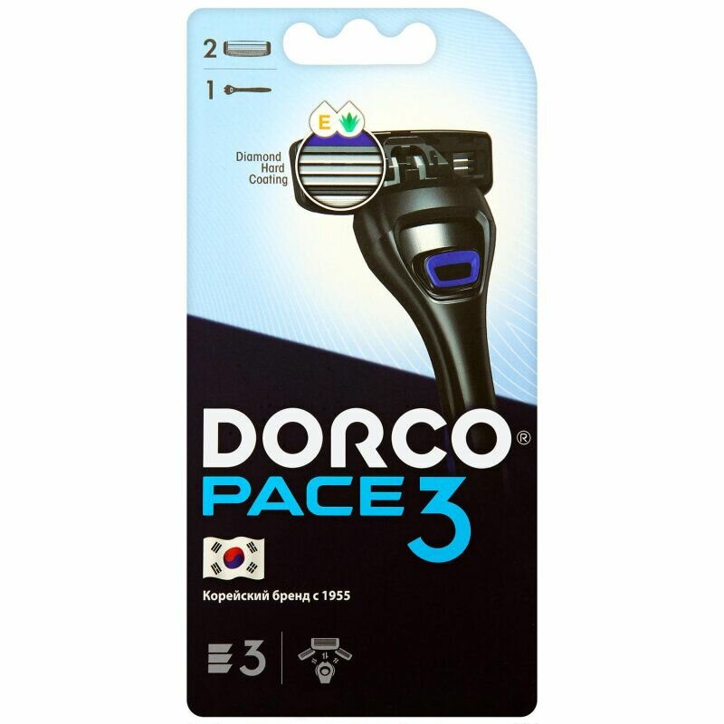 DORCO PACE 3 NEW бритвенный станок + 2 кассеты система с 3 лезвиями, TRA4002