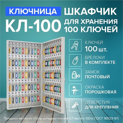 Ключница металлическая КЛ-100 (с брелоками на 100 ключей)