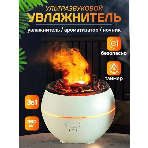 Увлажнитель воздуха вулкан, настольный с разноцветной подсветкой/аромадиффузор/Мини увлажнитель воздуха/Ночник/для дома