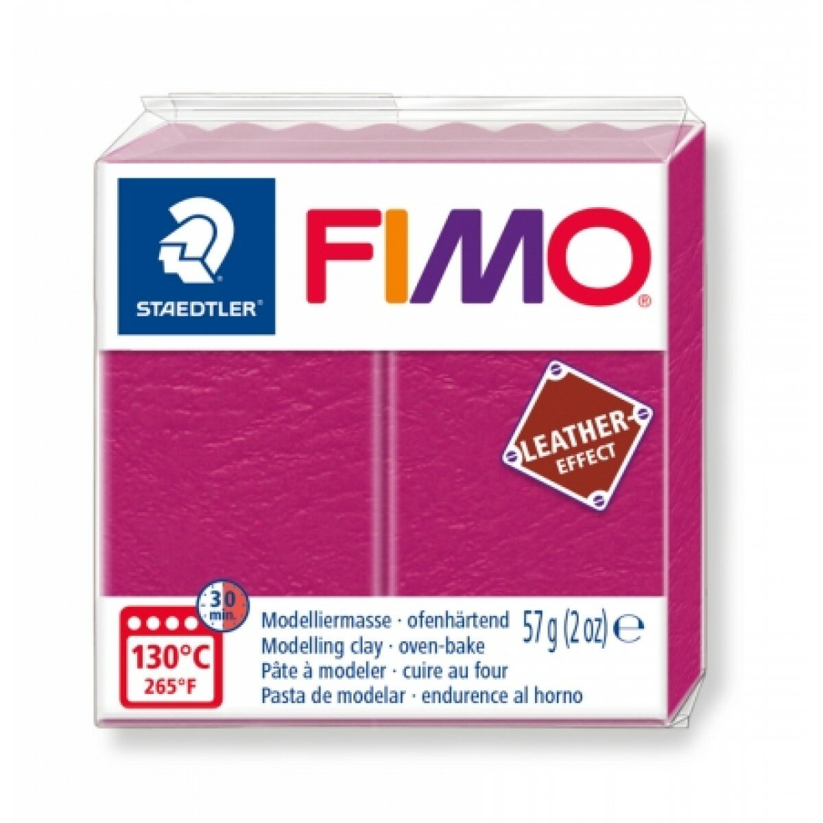 Полимерная глина FIMO Leather-Effect 55 х 55 х 15 мм ягодный FIMO 8010-229