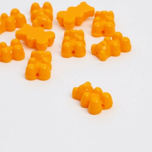 Бусина «Мишка мармеладный» (набор 10 шт.), 1,8×1,2×0,8 см, цвет оранжевый