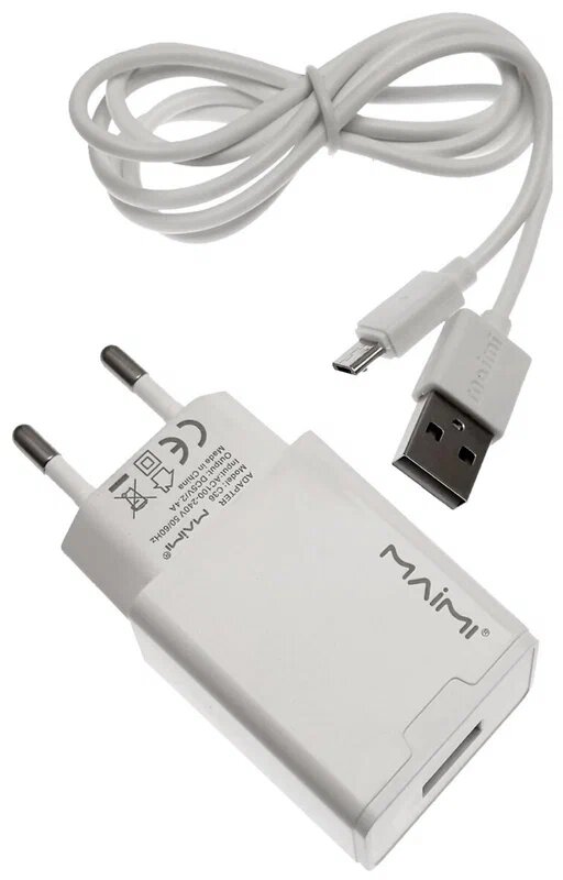 Сетевое зарядное устройство Maimi T7 Smart Charger Kit USB порт + кабель Micro-USB White