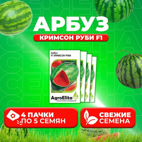 Арбуз Кримсон Руби F1, 5шт, AgroElita, Sakata (4 уп) арбуз кримсон руби f1 5шт семян в пакете 1 пакет