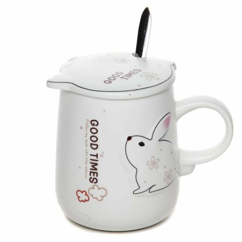 Кружка с крышкой и ложкой арт. W1807004