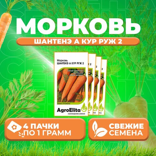 Морковь Шантенэ А Кур Руж 2, 1,0г, AgroElita (4 уп)