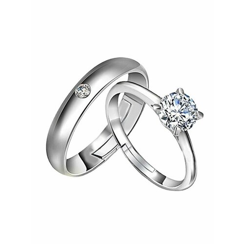 фото Кольцо обручальное, искусственный камень, циркон, серебряный нет бренда