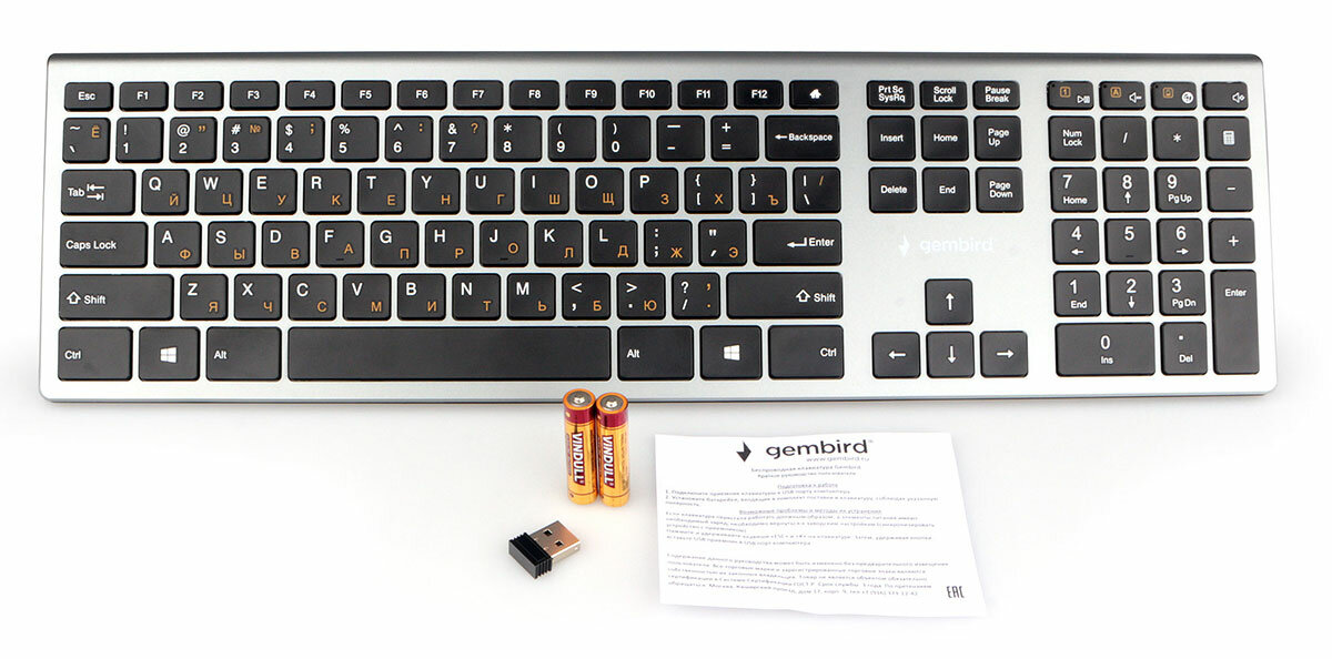 Клавиатура беспроводная Gembird KBW-1 USB серебристый - фото №6