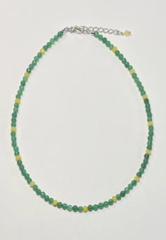 Чокер НефритХалцедон, длина 40 см, зеленый, серебряный