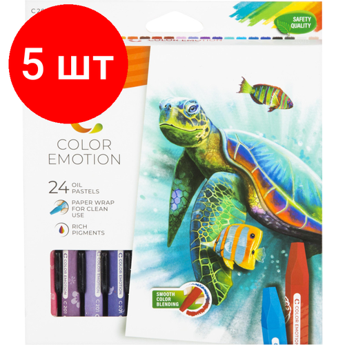 Комплект 5 наб, Пастель масляная Deli EC20120 Color Emotion 6-гранные 24цв/наб