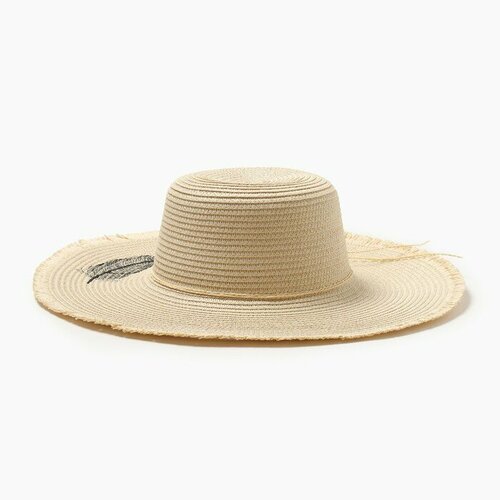 Шляпа Minaku, размер 58, бежевый шляпа с бусинами minaku цвет молочный р р 56 58