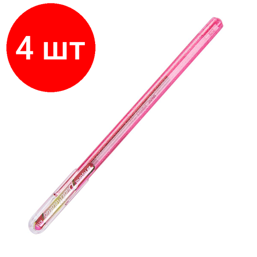 pentel ручка гелевая hybrid dual metallic 1 0 мм k110 k110 dcx 1 шт Комплект 4 штук, Ручка гелевая Pentel Hybrid Dual Metallic 1мм хамел роз+зелен&зол K110-DMPX