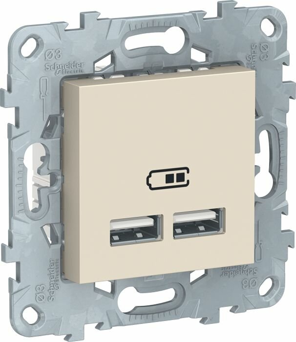 Розетка USB 2-местная тип А+А 5 В / 2100 мА бежевый UNICA NEW NU541844