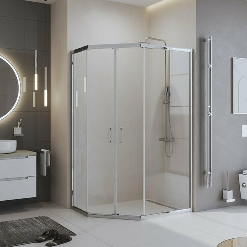 Душевой уголок BelBagno Uno 120x90 UNO-195-PH-2-120/90-C-Cr стекло прозрачное, профиль хром, без поддона