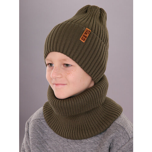 фото Шапка бини поляярик, размер 52-54, коричневый, хаки