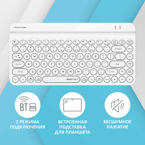 Клавиатура A4Tech Fstyler FBK30 белый USB беспроводная BTRadio slim Multimedia FBK30 WHITE 181800₽