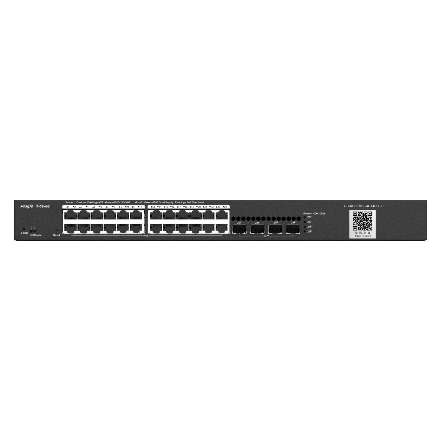 Коммутатор Reyee (Ruijie) RG-NBS3100-24GT4SFP-P, управляемый, количество портов: 24x1 Гбит/с (RG-NBS3100-24GT4SFP-P)