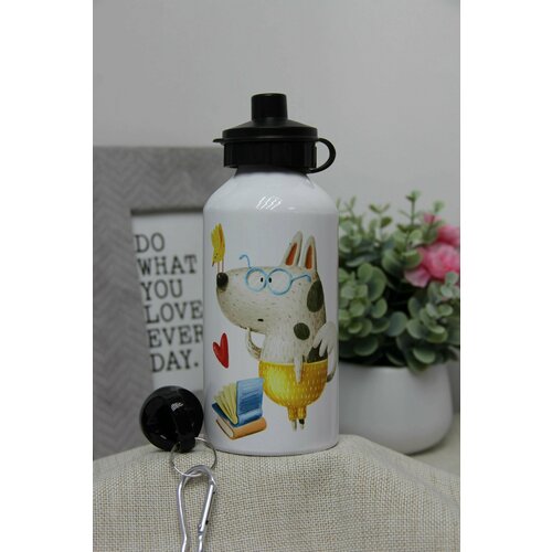 фото Спортивная бутылка для воды пластилин собачка задумчивая в очках luzimuzi