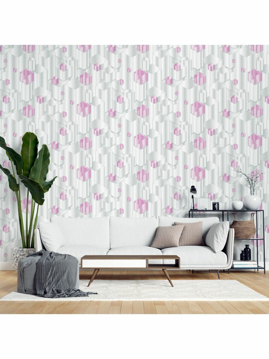 фото Обои Московская Обойная Фабрика бело-серый, розовый