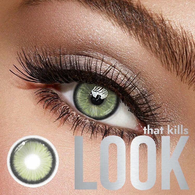 Цветные контактные линзы LOOK that kills 2 Tone Green / 0,00 / 8,6 / 14,5