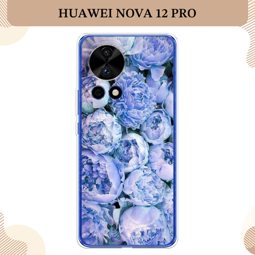 Силиконовый чехол Пионы голубые на Huawei Nova 12 Pro / Хуавей Нова 12 Про силиконовый чехол на huawei nova 12 pro хуавей нова 12 про пыльно розовые пионы