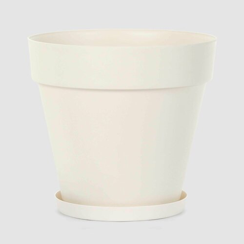 Горшок для цветов с поддоном+ вставкой Serinova Mansion 19x17 см бежевый, кашпо для цветов