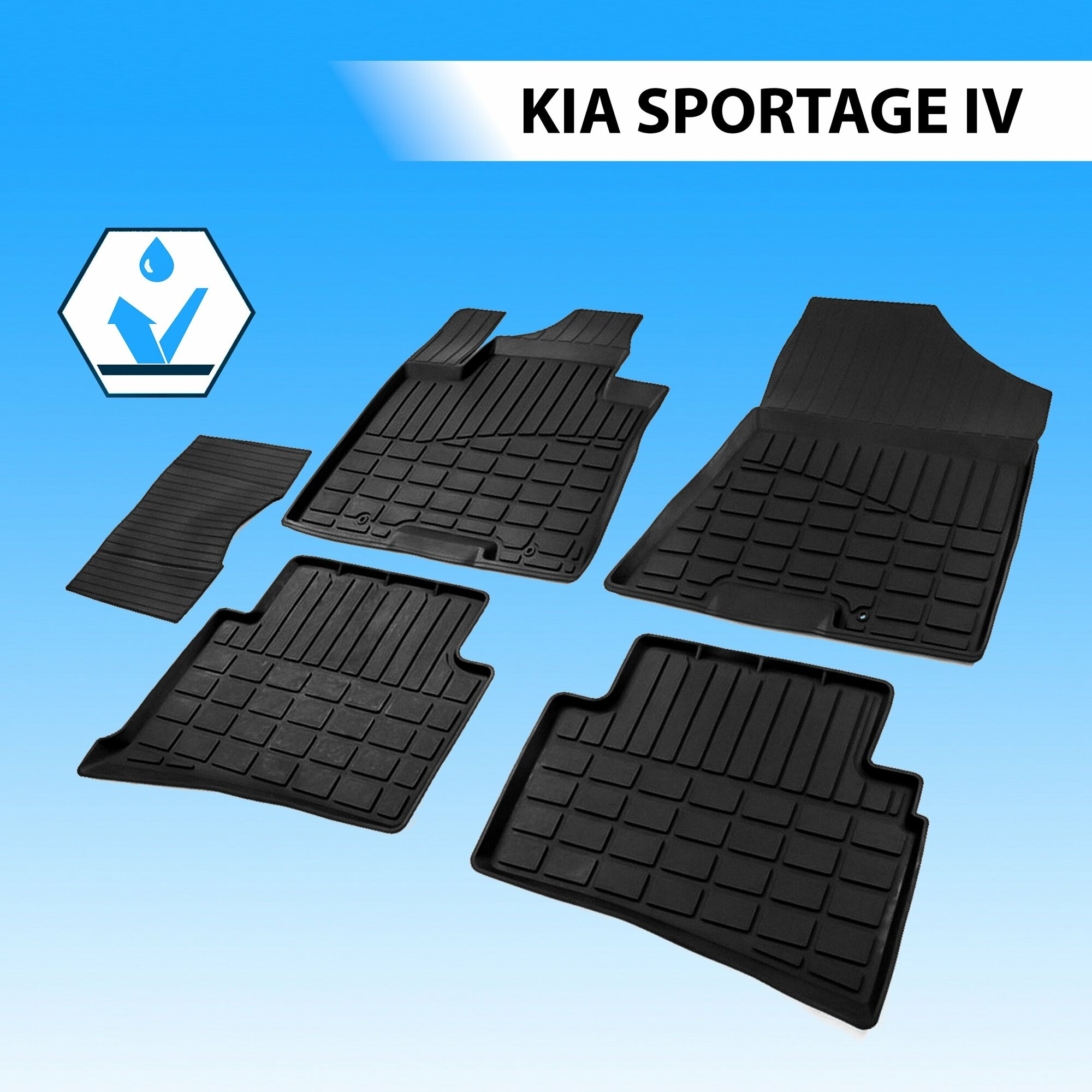 RIVAL 62805001 62805001_коврики салона!литьевые резина 5 шт. без крепежа\Kia Sportage IV 16-18 18>