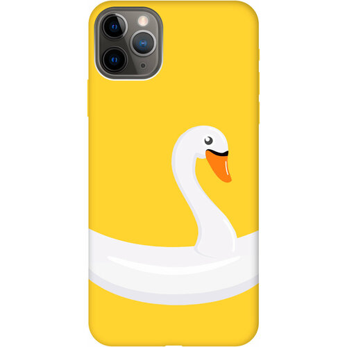 Силиконовый чехол на Apple iPhone 11 Pro Max / Эпл Айфон 11 Про Макс с рисунком Swan Swim Ring Soft Touch желтый силиконовый чехол на apple iphone 11 pro эпл айфон 11 про с рисунком duck swim ring soft touch черный