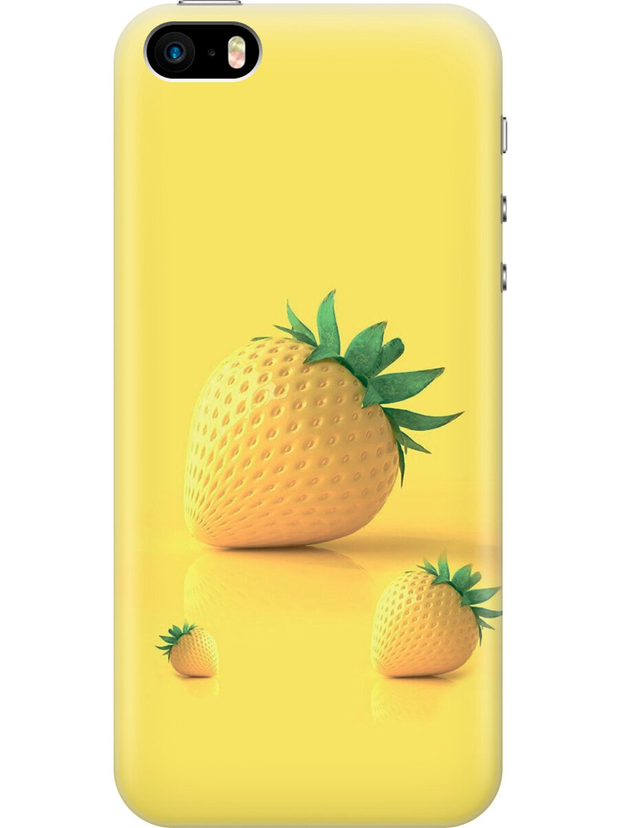 Силиконовый чехол на Apple iPhone SE / 5s / 5 / Эпл Айфон 5 / 5с / СЕ с рисунком "Желтая клубника"