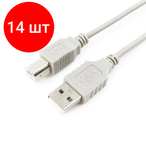 Комплект 14 штук, Кабель USB A 2.0 - USB B, М/М, 1.8 м, Gembird, сер, CC-USB2-AMBM-6 кабель gembird usb a usb b cc usb2 ambm 6 1 8 м серый