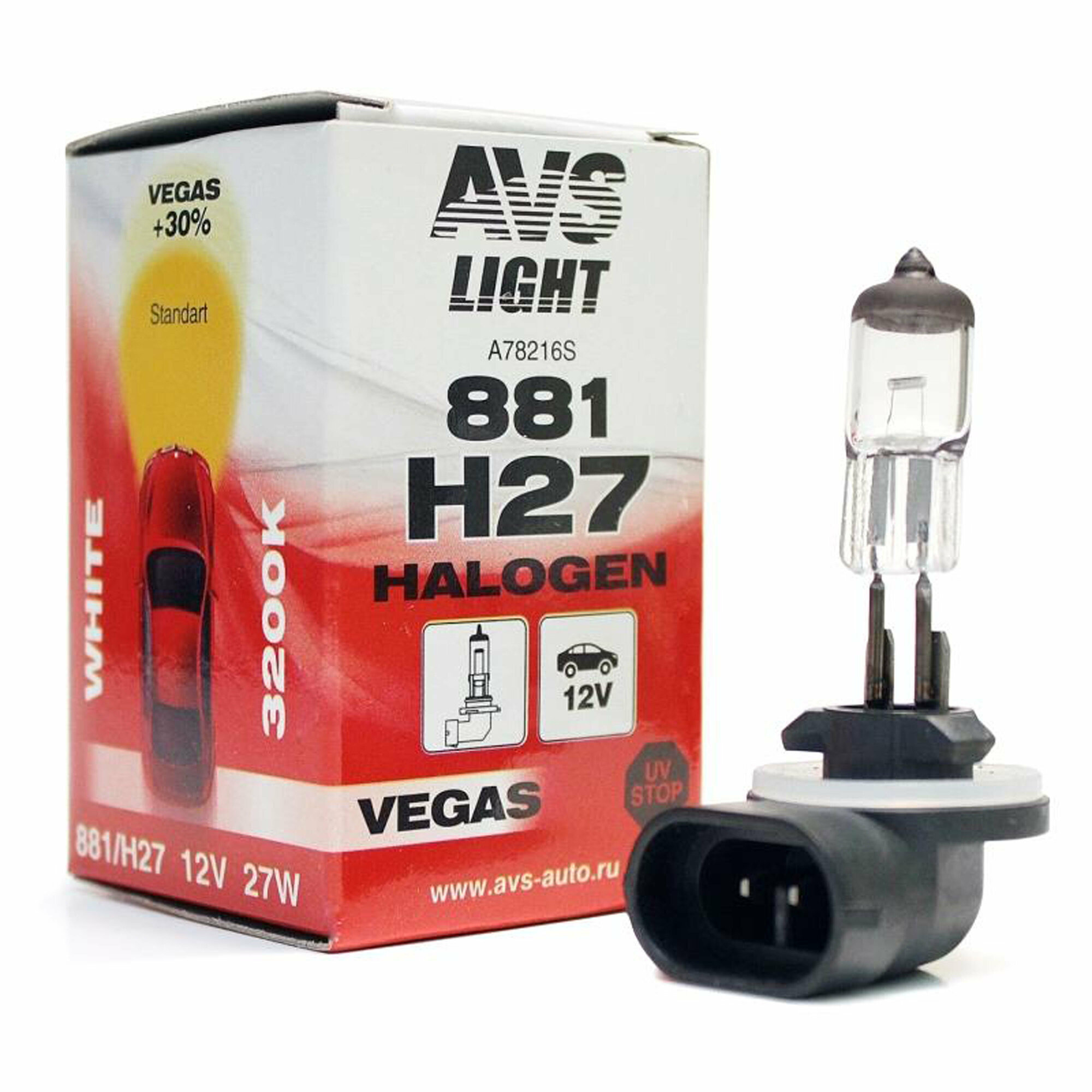 Лампа галогенная H27/881 12V.27W AVS Vegas
