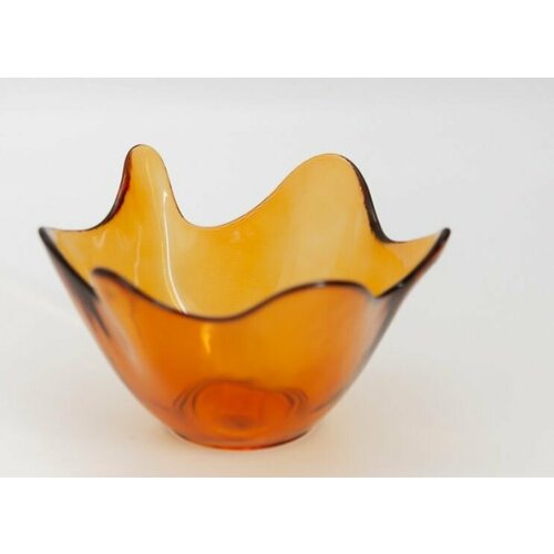 Конфетница стеклянная, янтарного цвета, 16*16*10, Испания