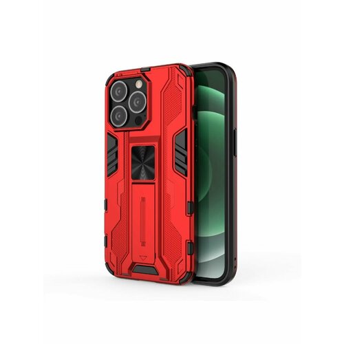 Brodef SONIC Противоударный с подставкой чехол для iPhone 13 Pro Max Красный