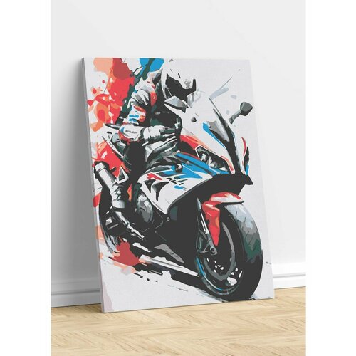 Мотоциклист Мотоцикл картина по номерам мотоцикл черно белая на подрамнике 40х50 см va 3373