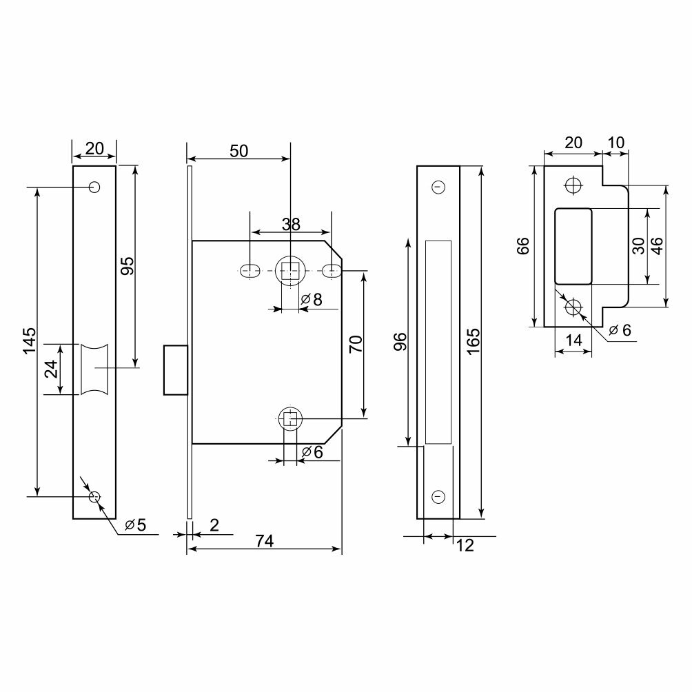 Замок врезной для межкомнатной двери Palladium 170 PC под фиксатор перламутровый хром