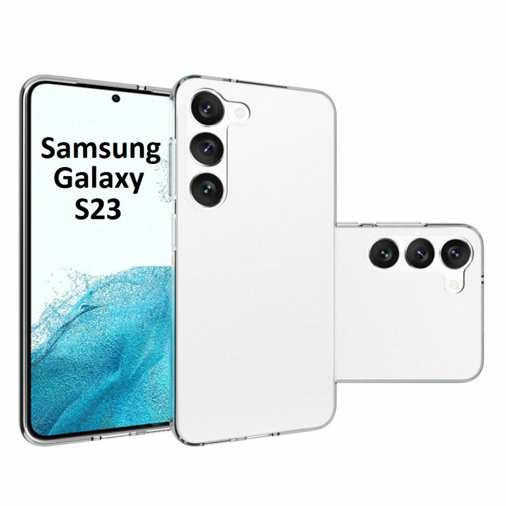 Чехол Samsung Galaxy Ultra S23 Прозрачный с защитой камеры / Силиконовый чехол-бампер на Самсунг Гэлекси Ультра С23 5Г / Защитный чехол Galaxy С23 с бортиком