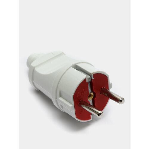 Вилка прямая 16А с зк 220 В белая розничная упаковка 499₽